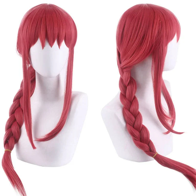 Cosplay Makima Anime Chainsaw Man Costumes Props Women Long Braided Straight Synthetic Hair Halloween Role Play Wigs  Wig Cap