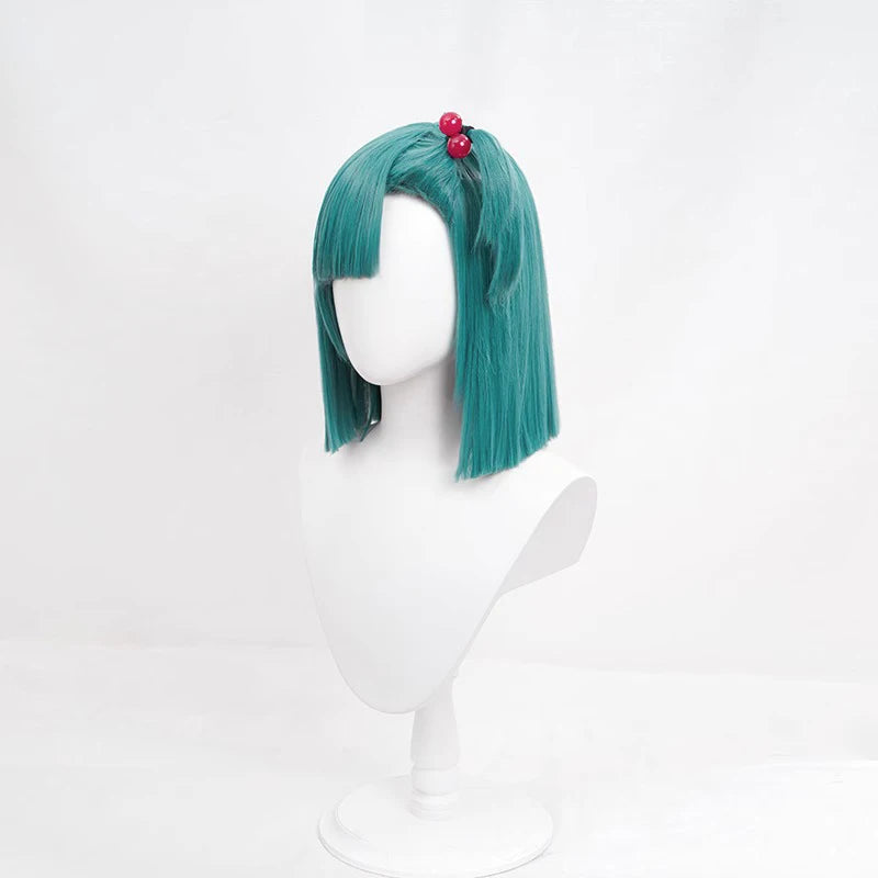 Anime Bulma Cosplay Wig High Temperature Wire Bluegreen Short Hair With Wig Cap And Hair Band