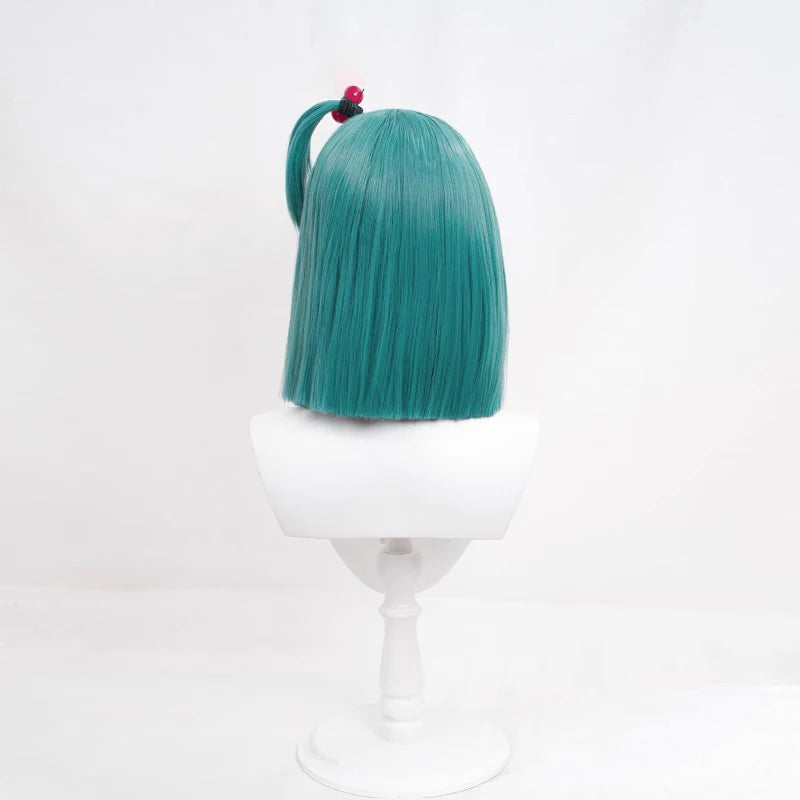 Anime Bulma Cosplay Wig High Temperature Wire Bluegreen Short Hair With Wig Cap And Hair Band