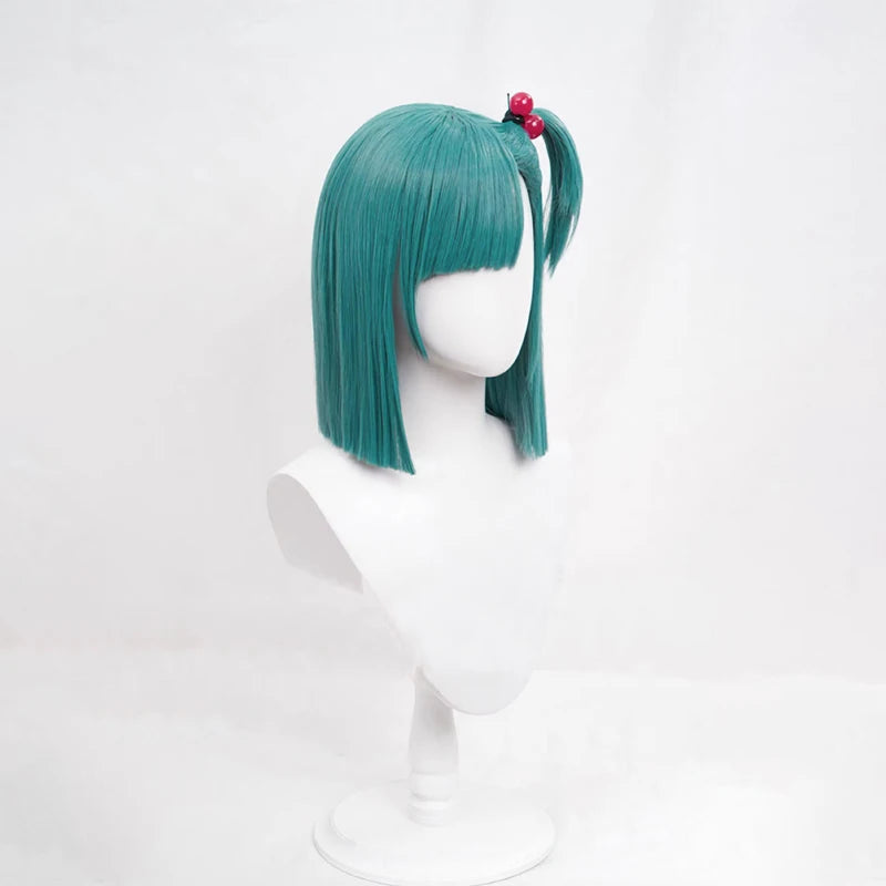 Anime Bulma Cosplay Wig High Temperature Wire Bluegreen Short Hair With Wig Cap And Hair Band